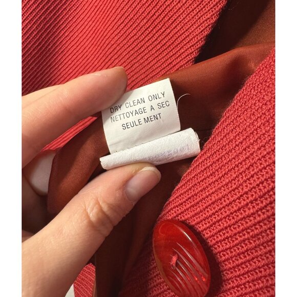 Vintage Conrad C Button Front Blazer Jacket Red Sz 12 Long Sleeve Career Office - Picture 6 of 7